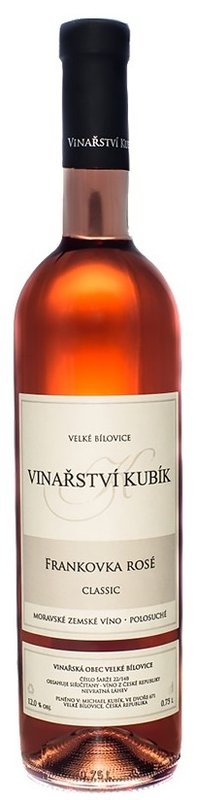 Vinařství Kubík Frankovka Rosé Classic Zemské 2019 0,75 l
