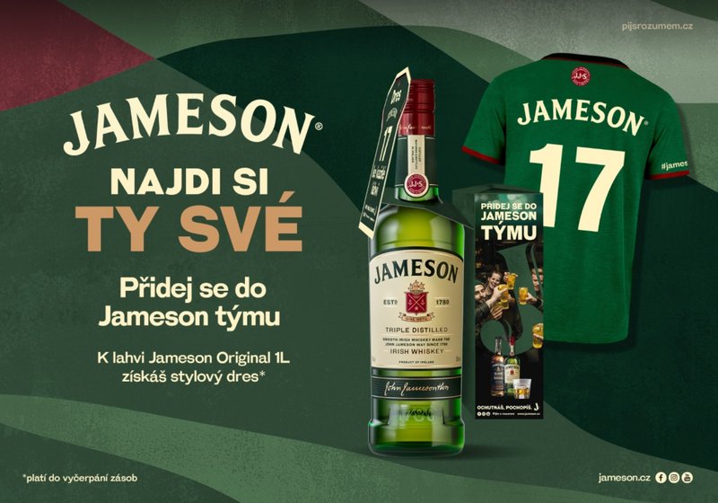 Levně Jameson 40% 1l + dres zdarma