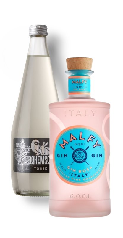 Levně Malfy Gin Rosa 41% 0,7l + Tonic Bohemsca 0,7l