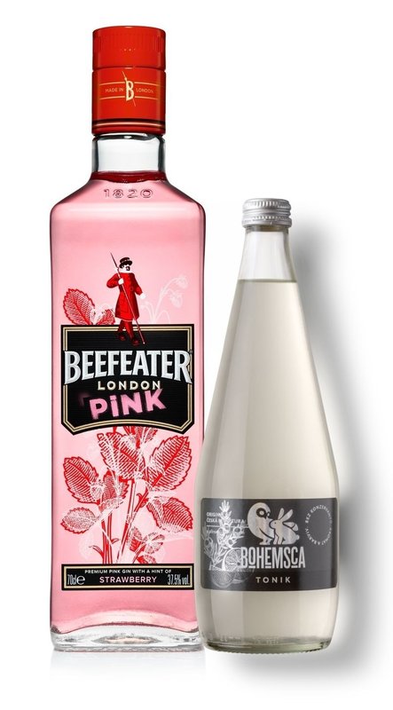 Gin Beefeater Pink 1l 37,5% + Tonic Bohemsca 0,7l