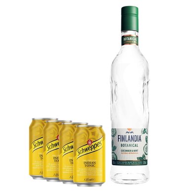 Finlandia Botanical Cucumber 0,7 + 4x Tonic Schweppes 0,33l