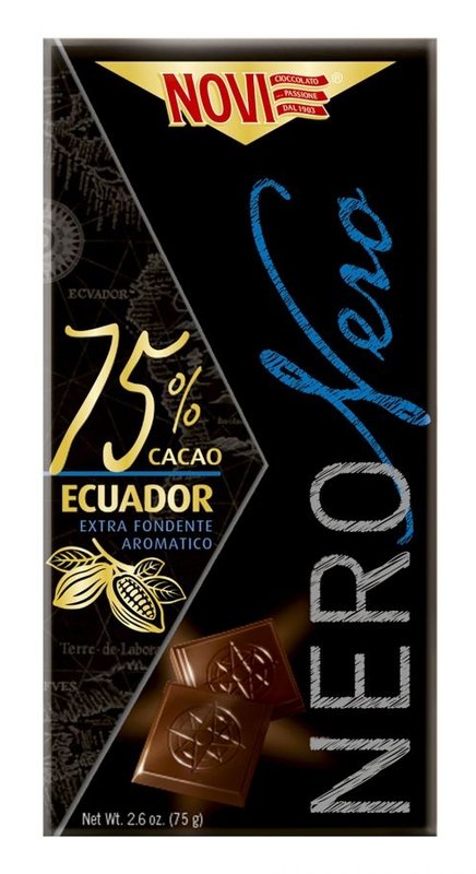 Novi Čokoláda Nero Nero hořká 75% ekvádorské kakao 75g