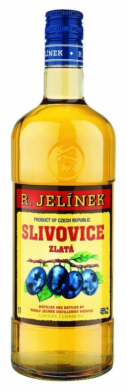 R, Jelínek Slivovice Zlatá 45% 1 l (holá láhev)
