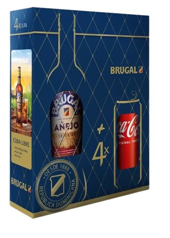 Brugal Aňejo 0,7l + 4x coca cola plech