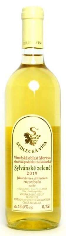 ZD Sedlec Sylvánské zelené pozdní sběr 2019 0,75 l