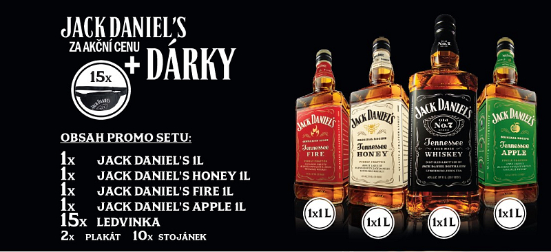 Americká whiskey Jack Daniel´s promo set + 15 ledvinka