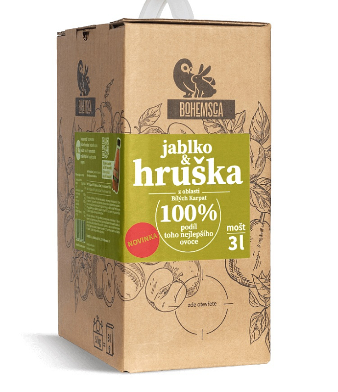 Bohemsca BIO mošt Jablko/hruška 50% Bag in Box 3 l