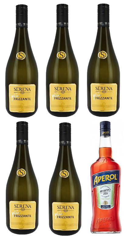 Bianco Frizzante Piú set 5x Prosecco + 1x Aperol