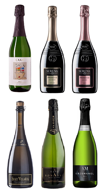 Degustační set bublin sekt cava prosecco 6x 0,75l