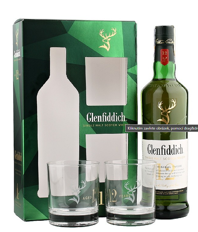 Glenfiddich 12let 0,7l Gift box a dvě sklenice
